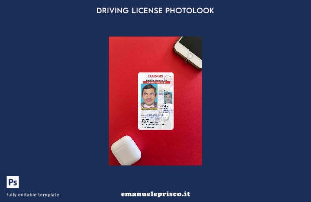 Patente di guida USA Illinois stile verificato secondo il modello FRONTALE photo